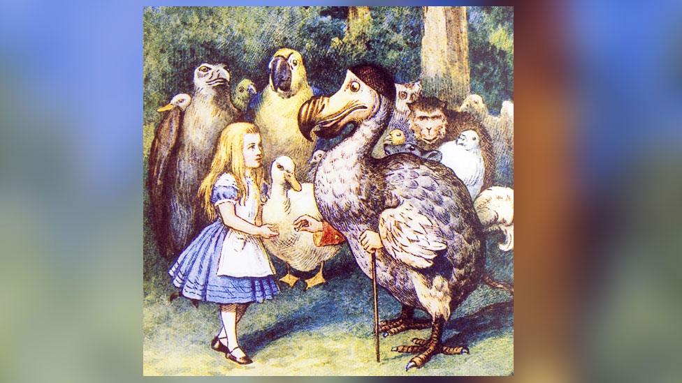 Alice and a dodo from Alice In Wonderland