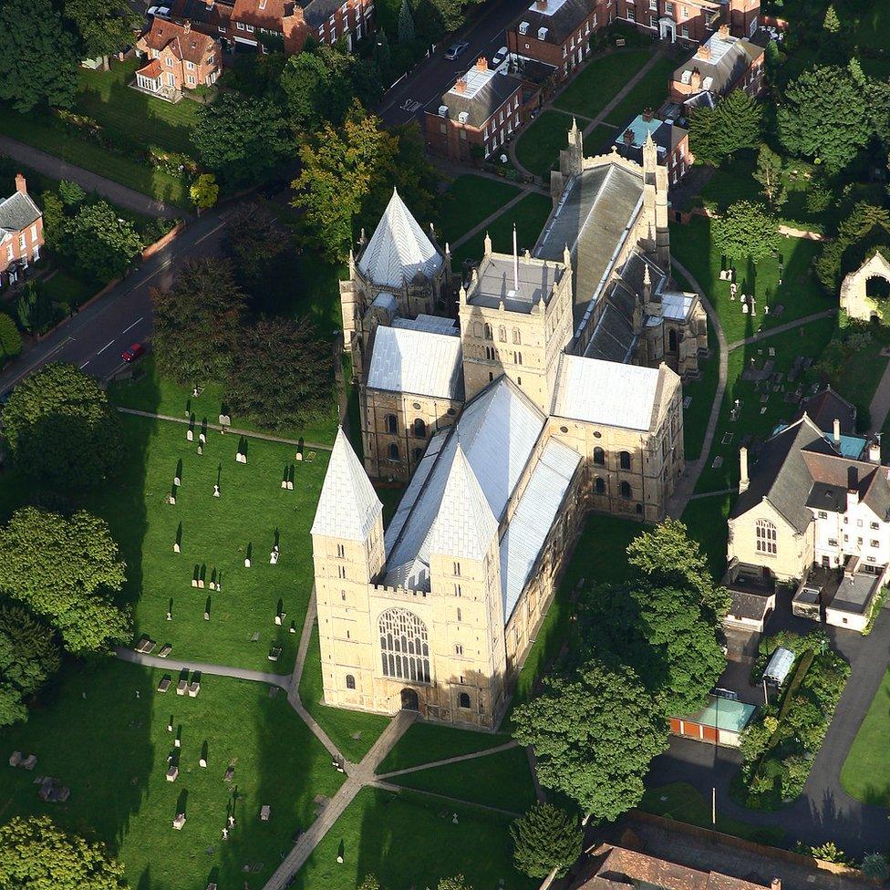 Aerial shot of Southwell Minster