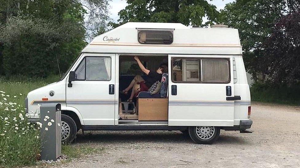 Rebecca Carr in her van