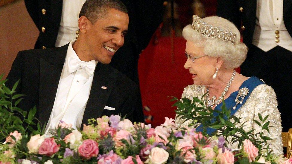 The Queen speaking to US President Barack Obama during a state visit to the UK in 2011.