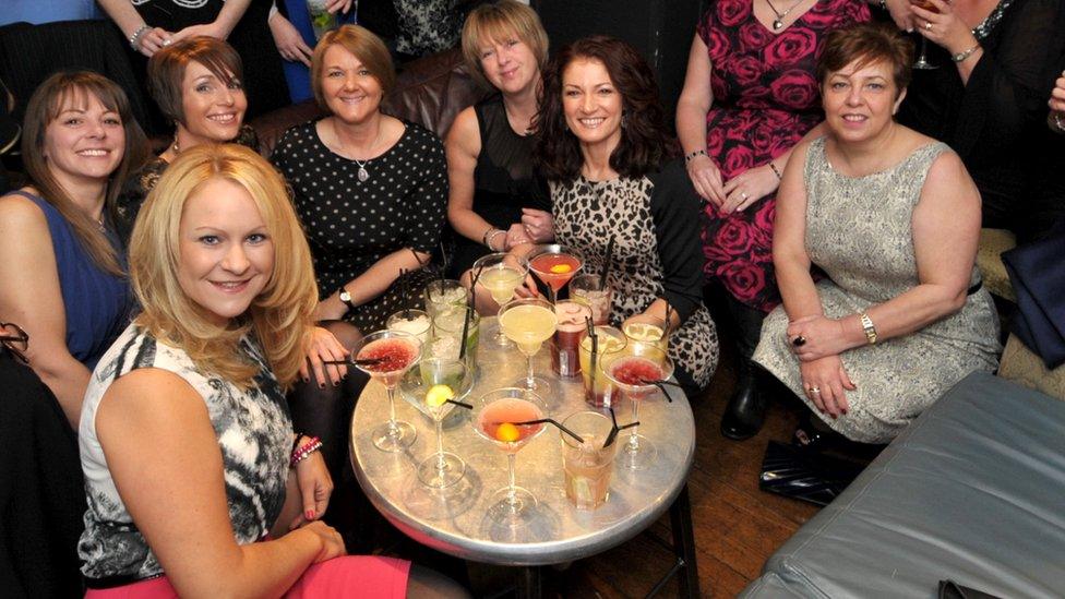 A group of women celebrate Beaujolais Day