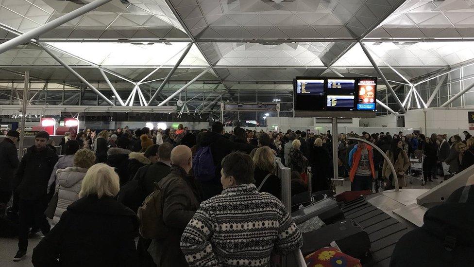 Passengers at Stansted Airport