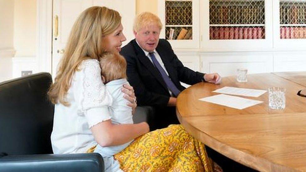 Boris Johnson and Carrie Symonds with baby Wilfred