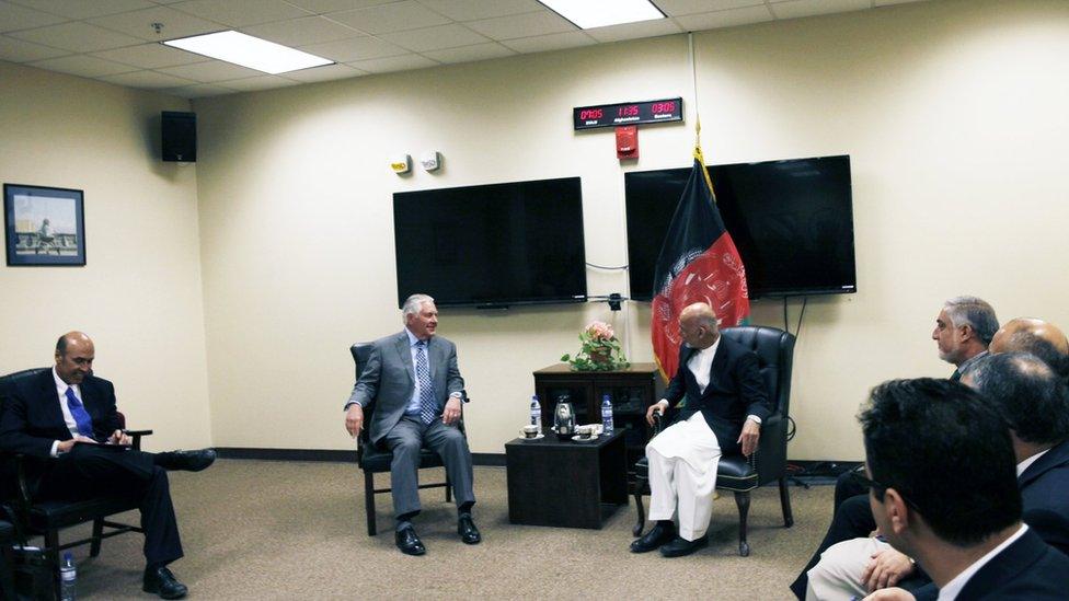 A photo of the meeting released by the US embassy in Kabul