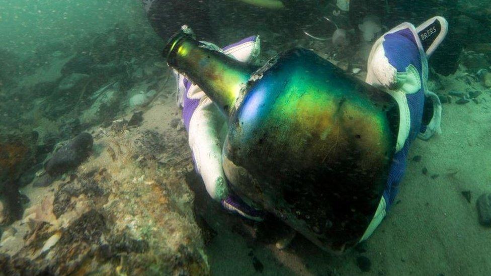 Preserved corked bottle of rum