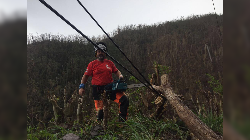 Tree surgeon Troy Elliott in Dominica.