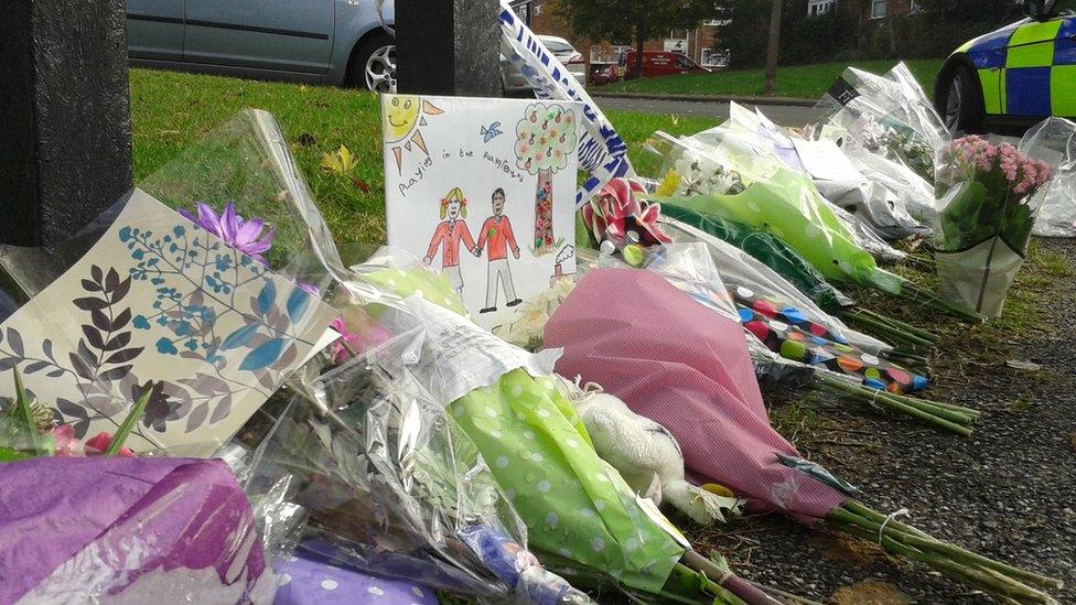 Flowers left at the scene