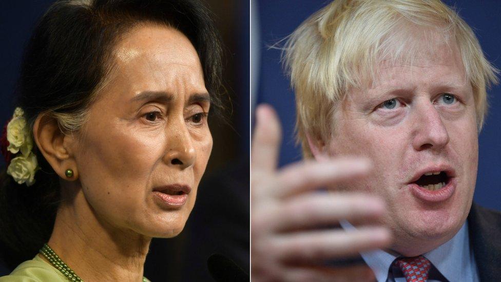 Aung San Suu Kyi and Boris Johnson