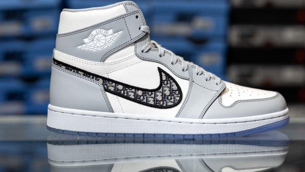 The Dior x Air Jordan 1 high top sneakers