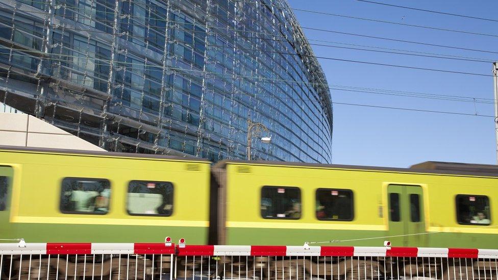 Aviva stadium with train