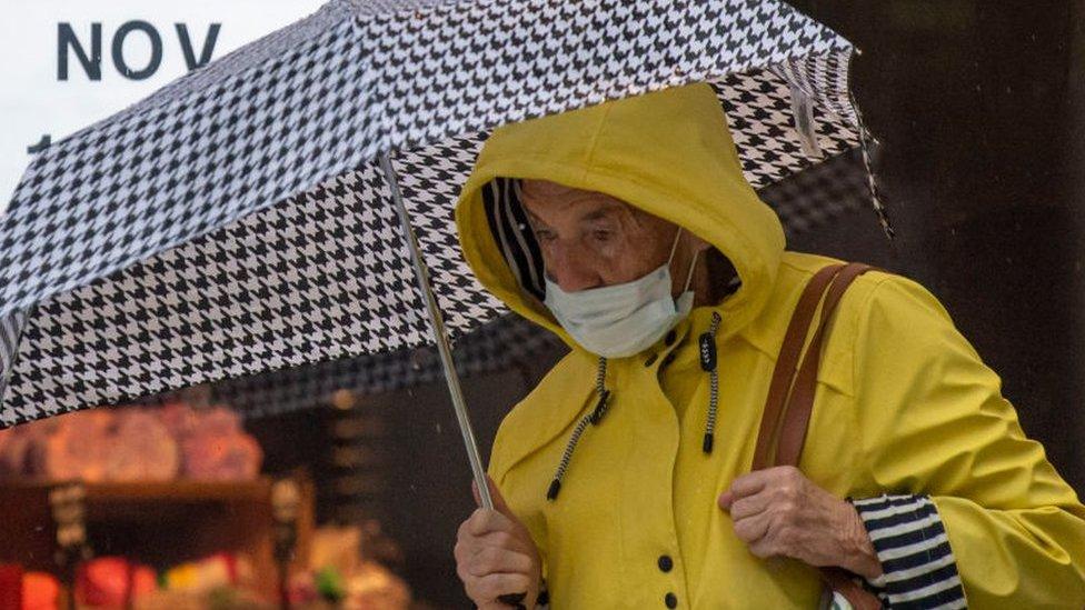 Woman in rain