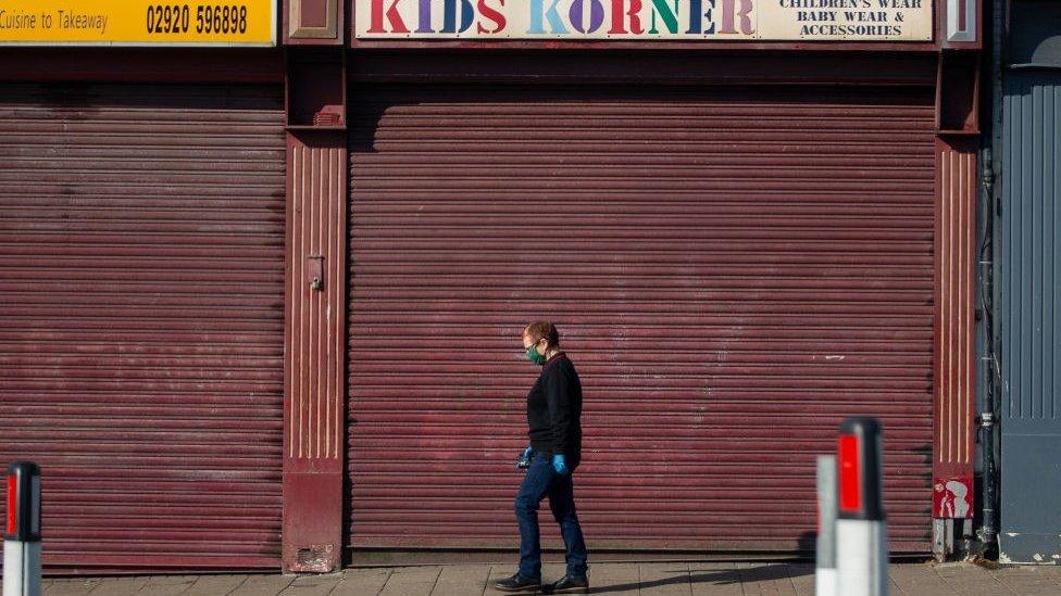 Closed shops and few people around in Ely, Cardiff