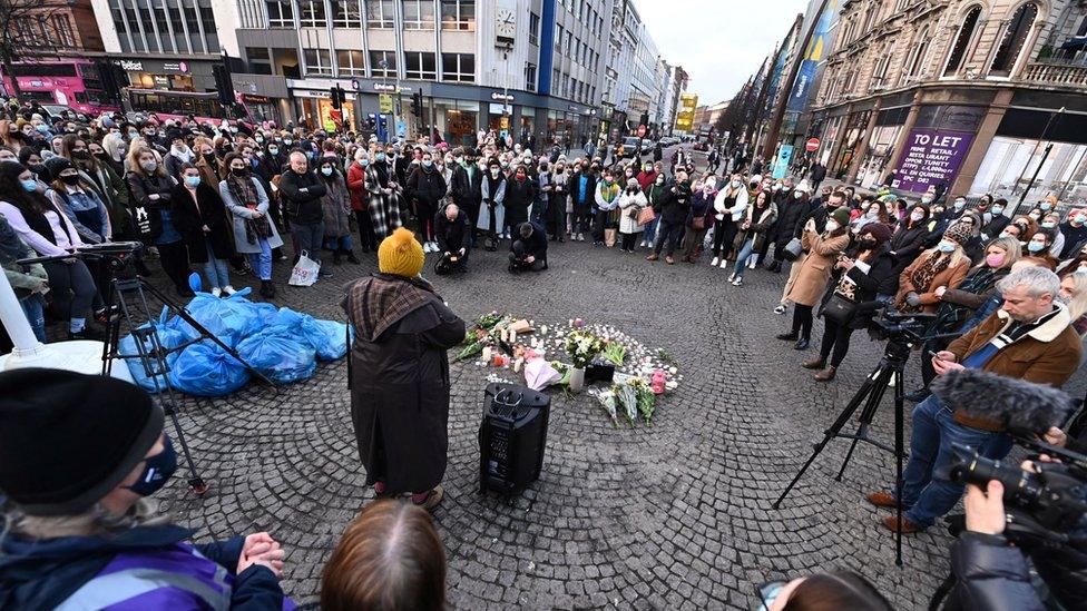 A large crowd gathered for the Belfast vigil