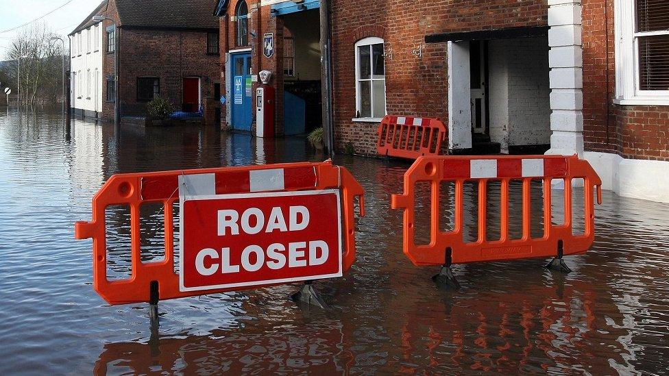 A flooded road in Worcestershire from previous years