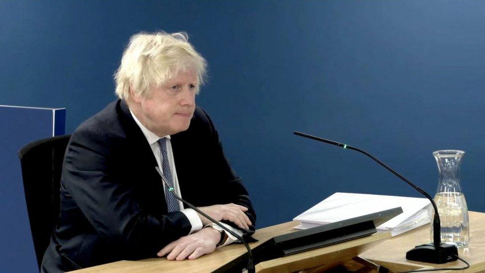 Boris Johnson giving evidence at the UK Covid inquiry on 7 December 2023