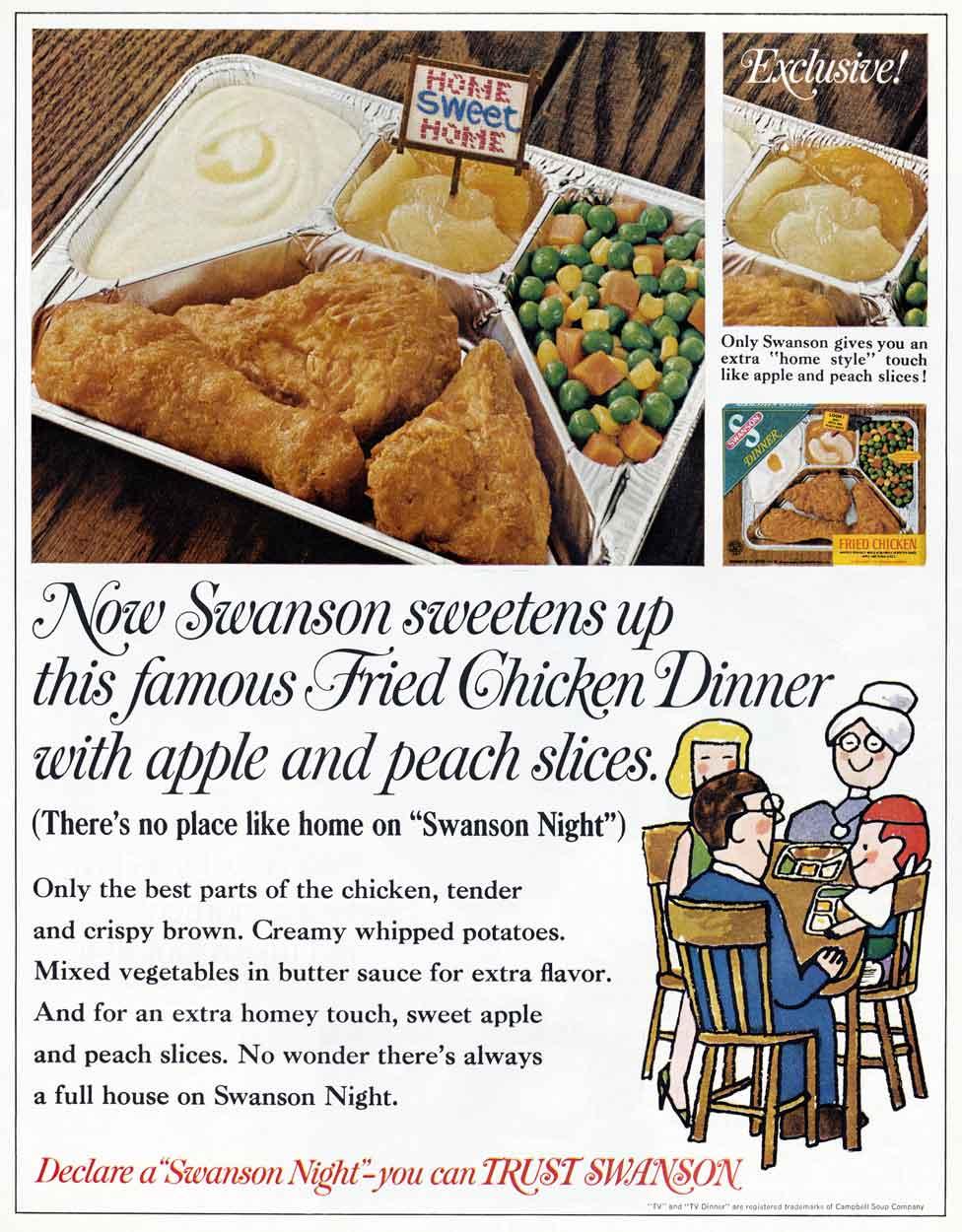 An advert for a Swanson TV dinner