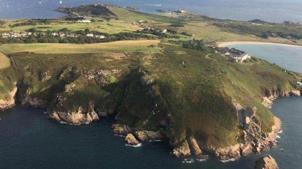 An aerial photo of Alderney