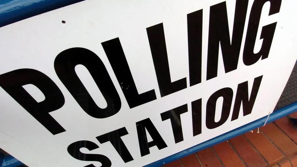 Polling station sign