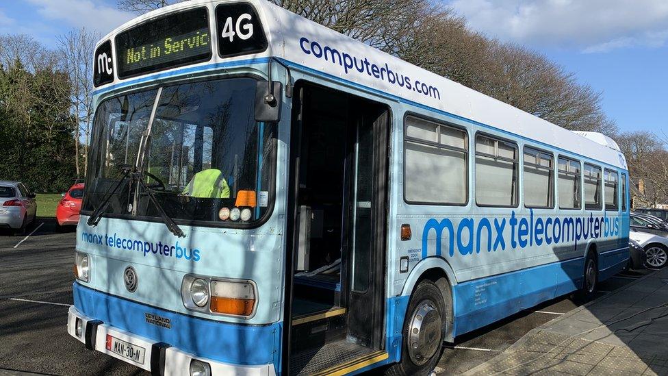 Computer bus parked at Sulby school