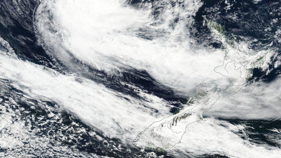 A handout photo made available by NASA on 20 February 2018 shows an image acquired by the Visible Infrared Imaging Radiometer Suite (VIIRS) on board the joint NASA/NOAA Suomi National Polar-orbiting Partnership (SNPP) satellite of Cyclone Gita