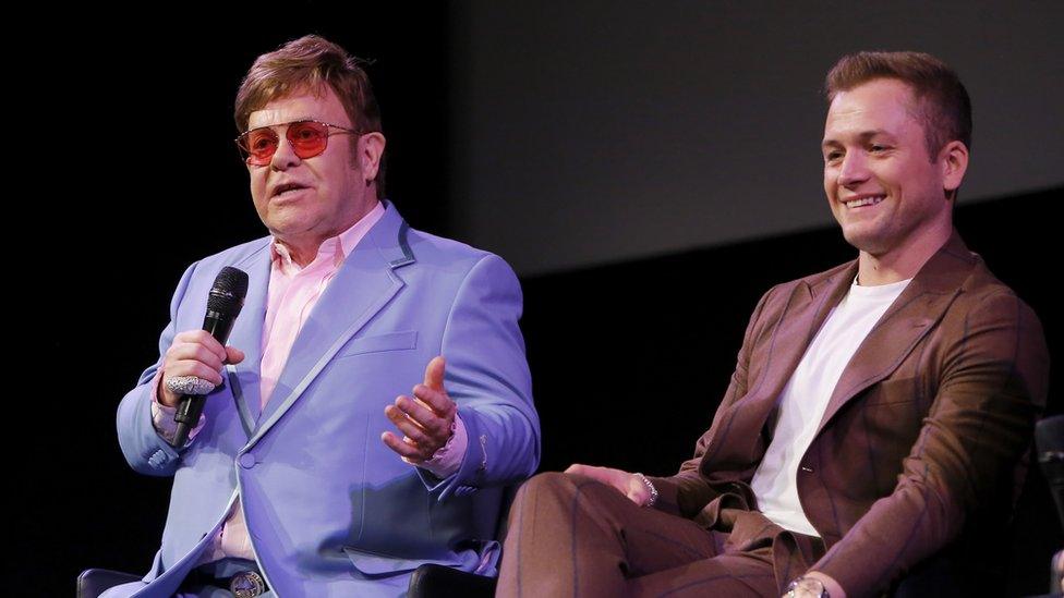 Elton John and Taron Egerton at a special screening Q&A in support of Rocketman