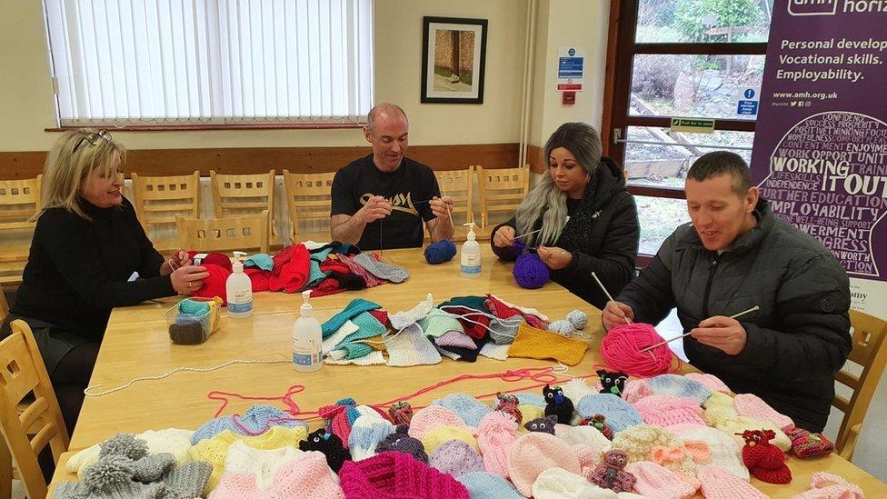 Action Mental Health group in Derry knitting for Ukraine's child refugees