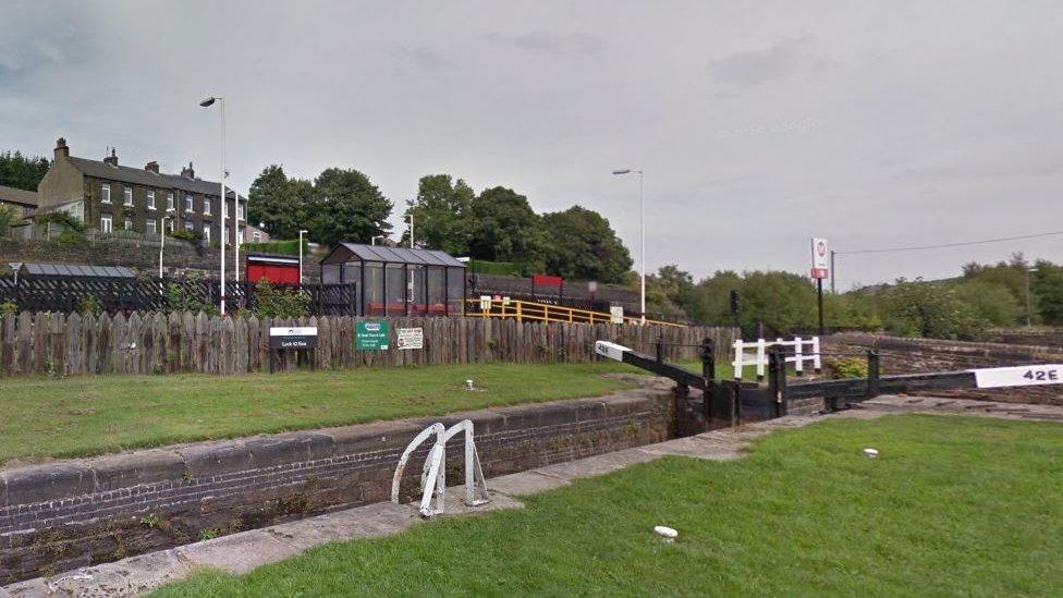 Marsden railway station is between the River Colne and a canal