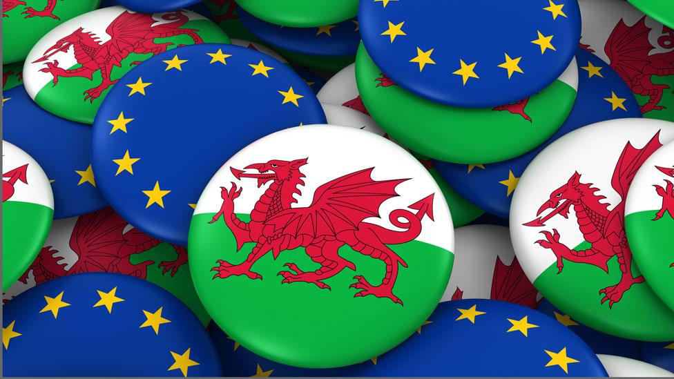 Wales and EU flags