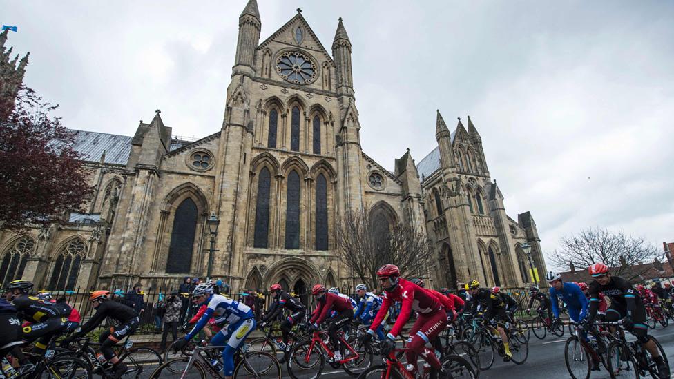 Riders pass Beverley Minster