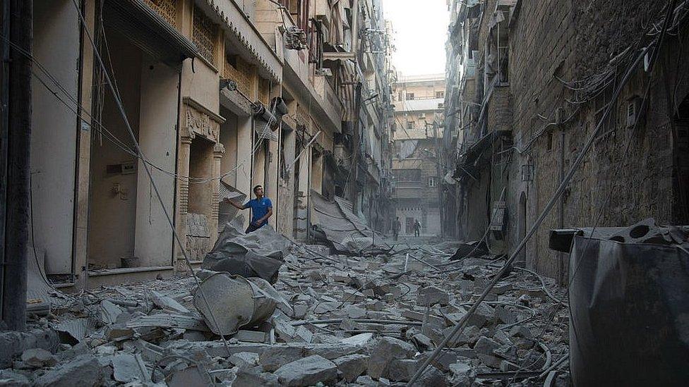 Destroyed buildings in the city of Aleppo. 18 Sept 2017