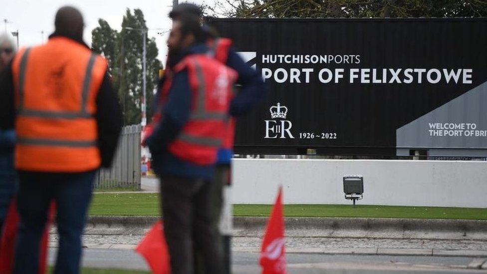 Strikers at the Port of Felixstowe