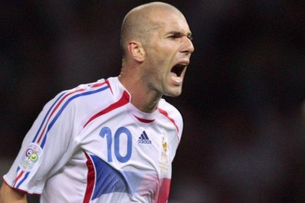 Photomontage from 9 July 2006 showing French midfielder Zinedine Zidane (L) shouting at Italian defender Marco Materazzi during the World Cup final