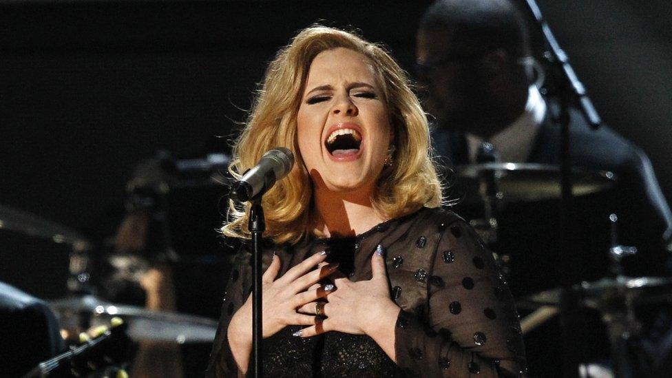 Adele performs at the 54th annual Grammy Awards in Los Angeles, California, in 2012