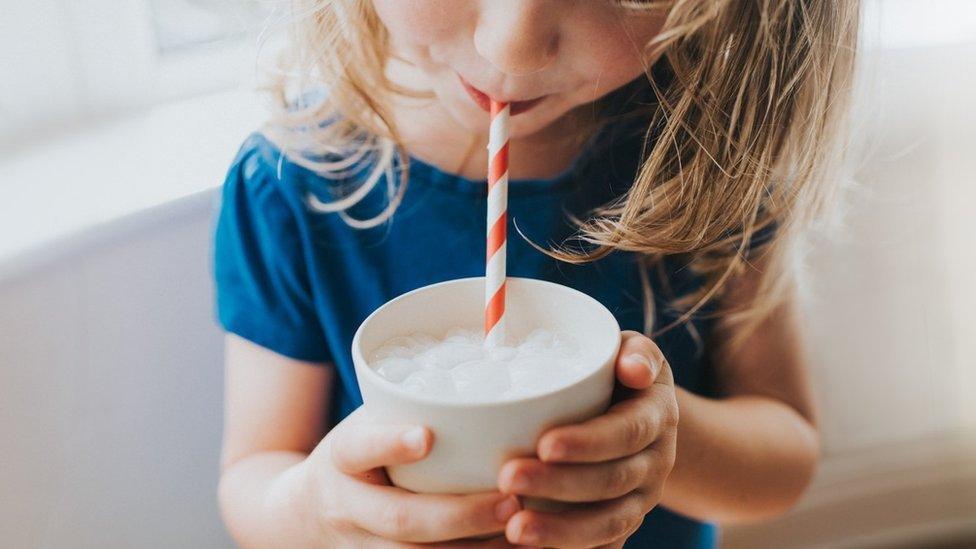 Girl drinking milk