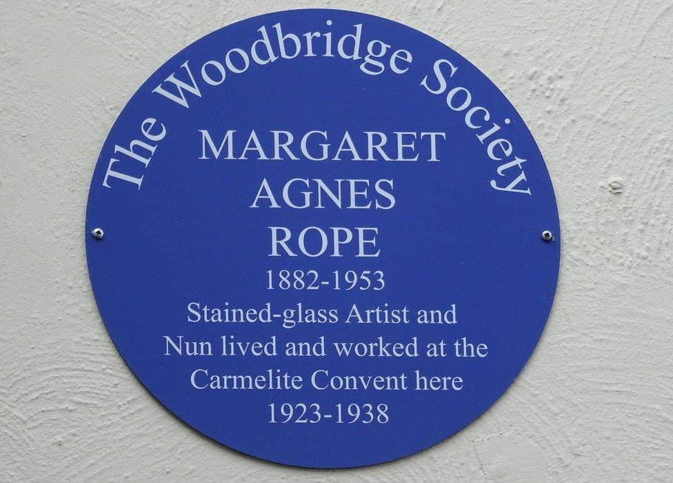 The blue plaque in honour of Margaret Rope