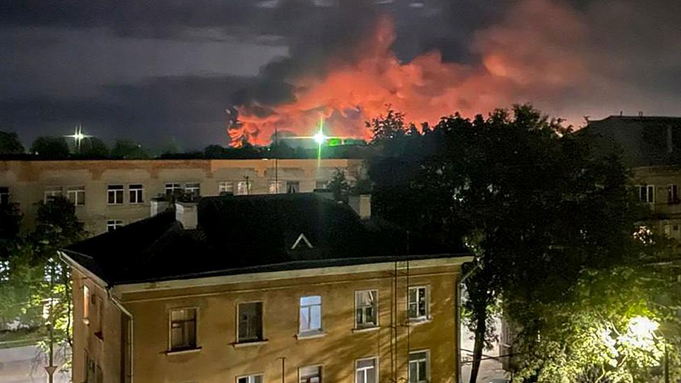 Explosions seen during drone attack on Pskov