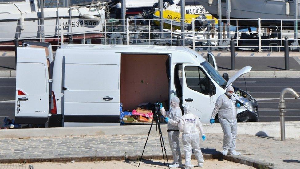 The van is inspected by forensic experts