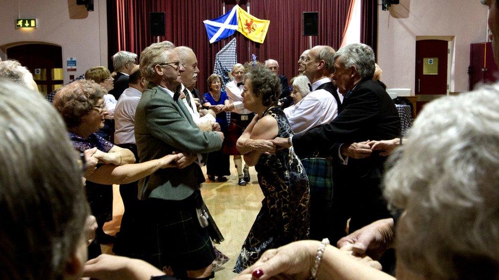 People dancing at a St Andrew's Day party