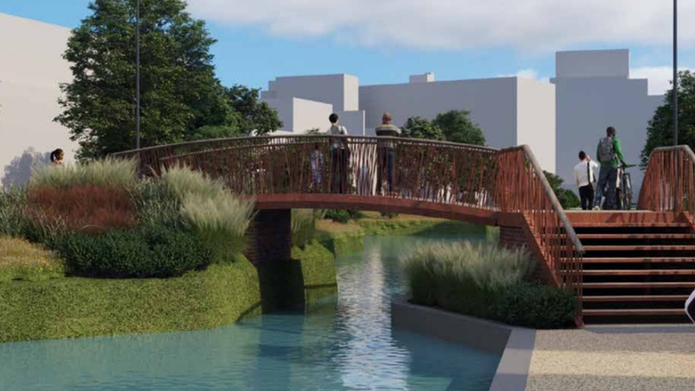 Artists impression of planned footbridge