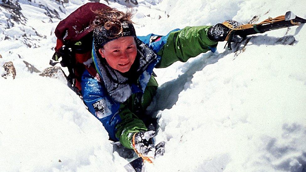 Alison Hargreaves during her successful attempt to become the first woman to climb Everest