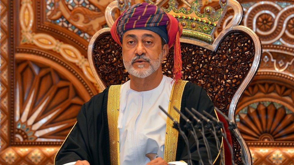 Oman's Sultan Haitham bin Tariq Al Said speaks during a swearing in ceremony on 11 January, 2020.