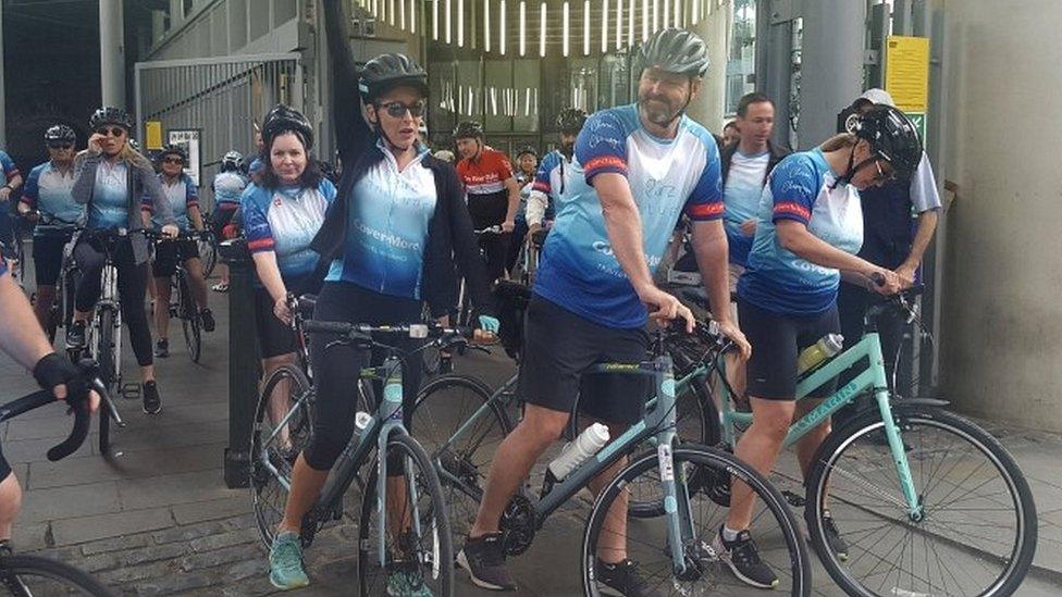 Julie and Mark Wallace at start of ride