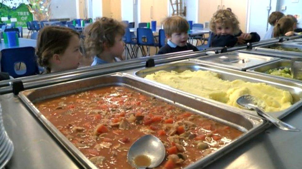 Children having school meals