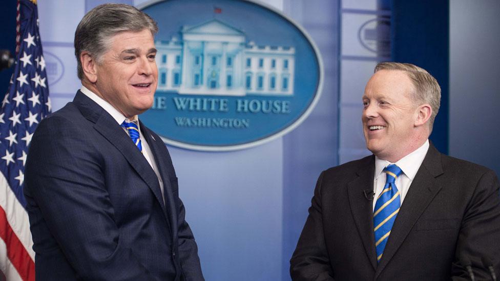 Hannity with Spicer at White House press briefing