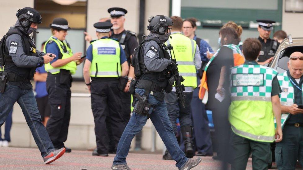 Police outside the hospital