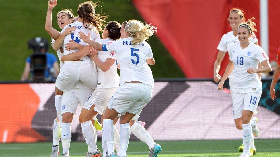 England players celebrate