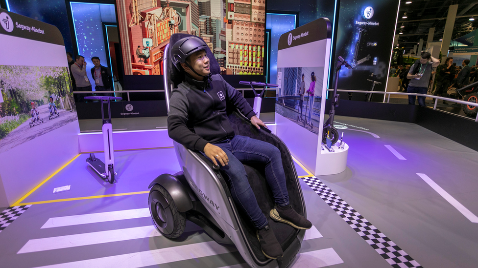 Segway's S-Pod, a electric wheelchair, on display at CES.