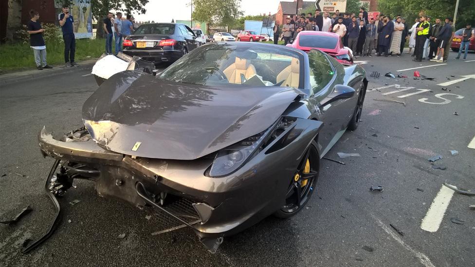 Smashed Ferrari