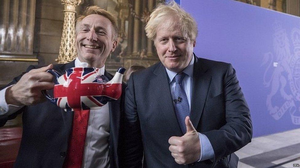 Boris Johnson following a speech at the Old Royal Naval College in London