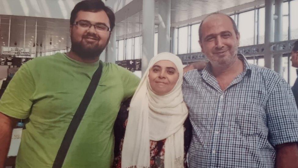 Naeem Hijazi and his parents Abdul Majeed Hijazi and Sarab Meslmani